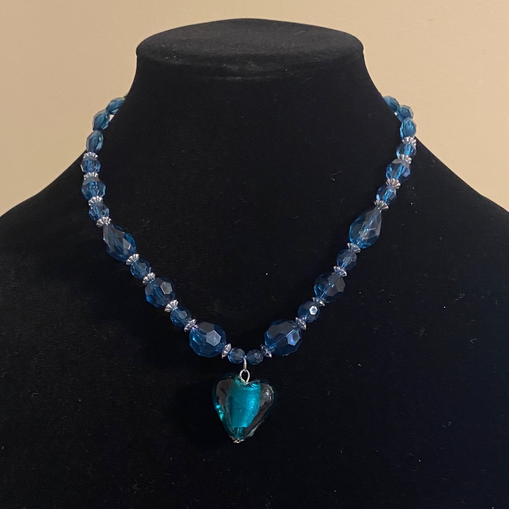Blue Heart Pendant Necklace